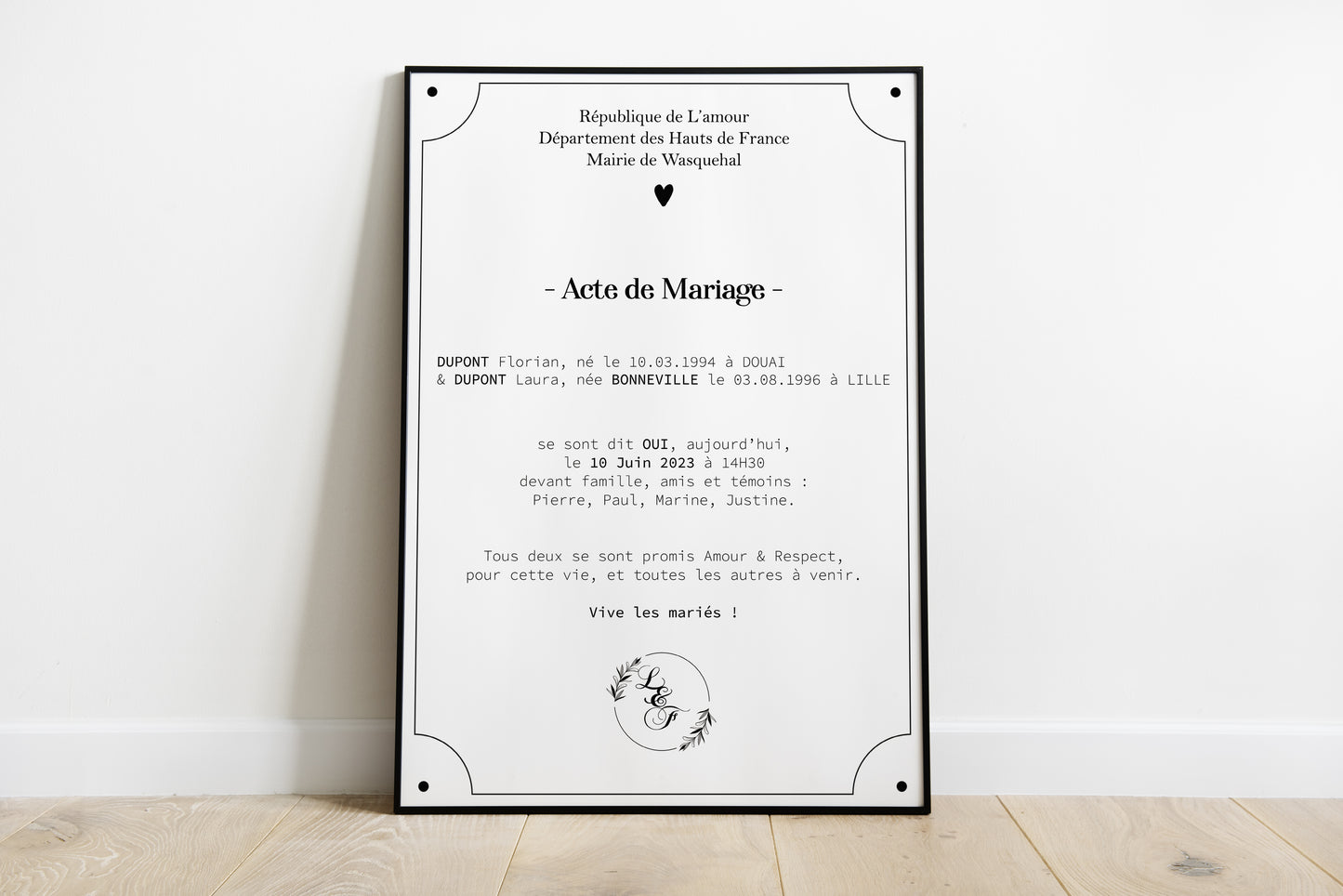 Illustration acte de mariage