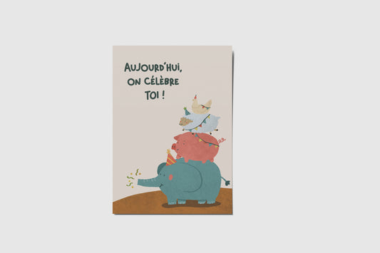 Carte animaux en fête